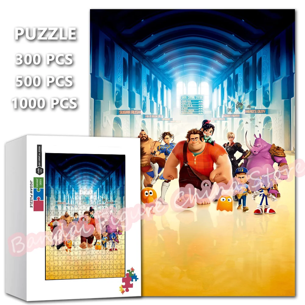 Dinsey Cartoon Movies Wreck-It Ralph Jigsaw Puzzles 300/500/1000 Pieces Anime Educational Intelligence Puzzle Stress Relief Toys