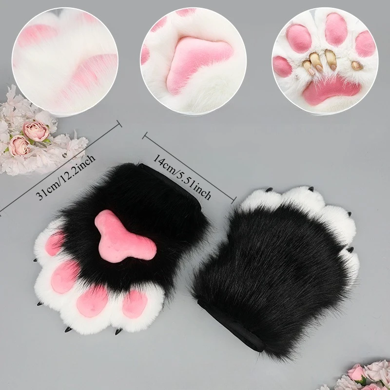 2025 할로윈 코스프레 파티 의상 - 털이 있는 네일 비스트 클로 장갑과 역할극 액세서리