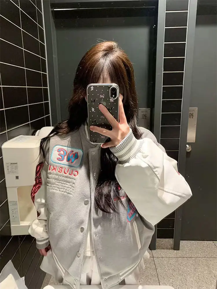 

Бейсбольные куртки оверсайз женские осенние, унисекс, средней длины, с самоскладывающимся передним карманом на молнии, из модала, ветрозащитные, складные, стильные