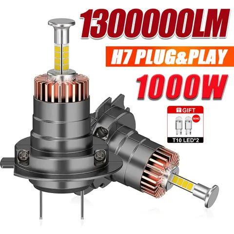 H7 Led 360 4면 자동차 LED 헤드라이트 1300000 LM 1000W Canbus 1:1 플러그 앤 플레이 터보 무선 자동 램프 6000K안개등 전구 12V