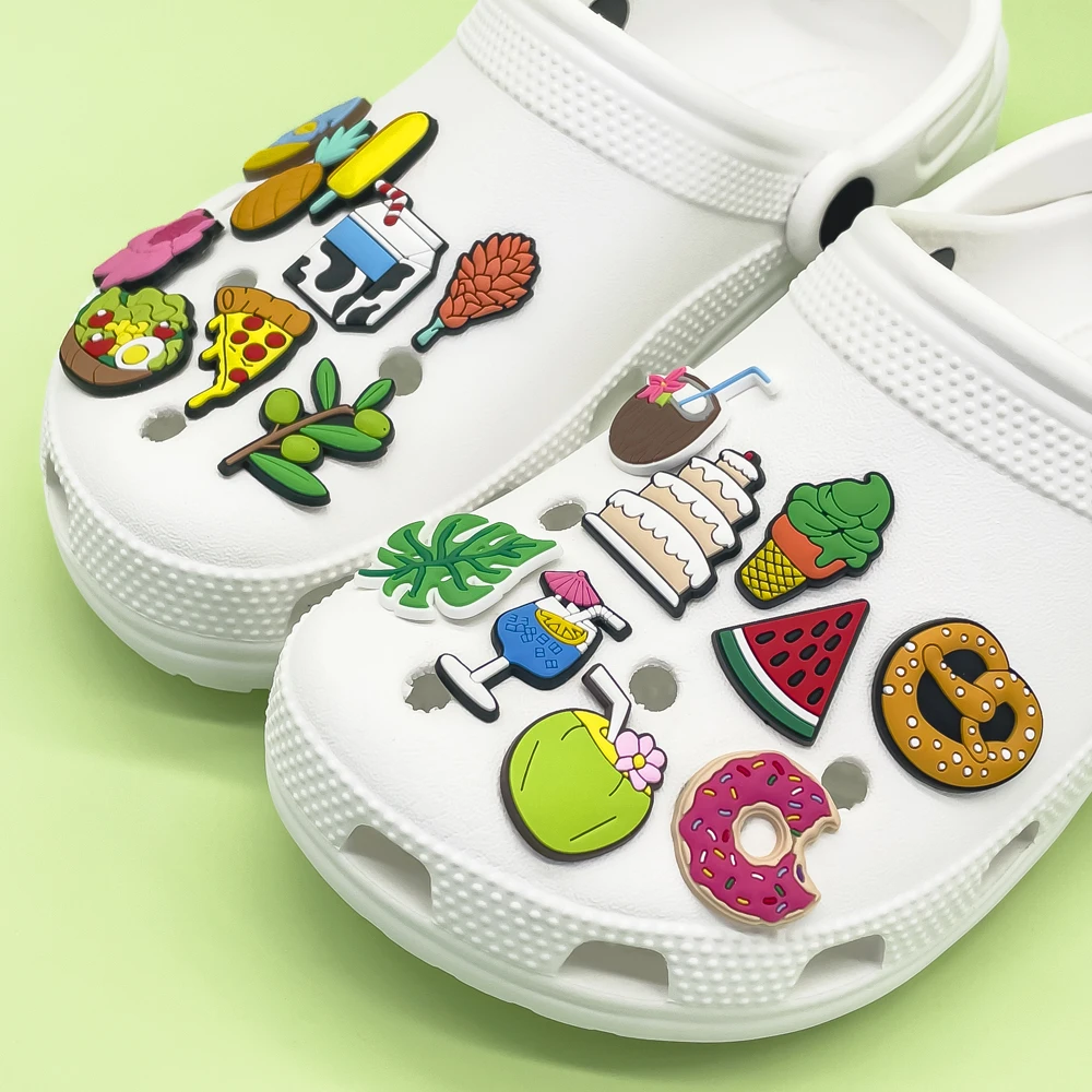 1/30pcs Summer Style Shoe Charms Cute Food Coconut Banana Shoe Accessories Decorations Pizza Donuts Ice Cream Fits All Clogs image 3