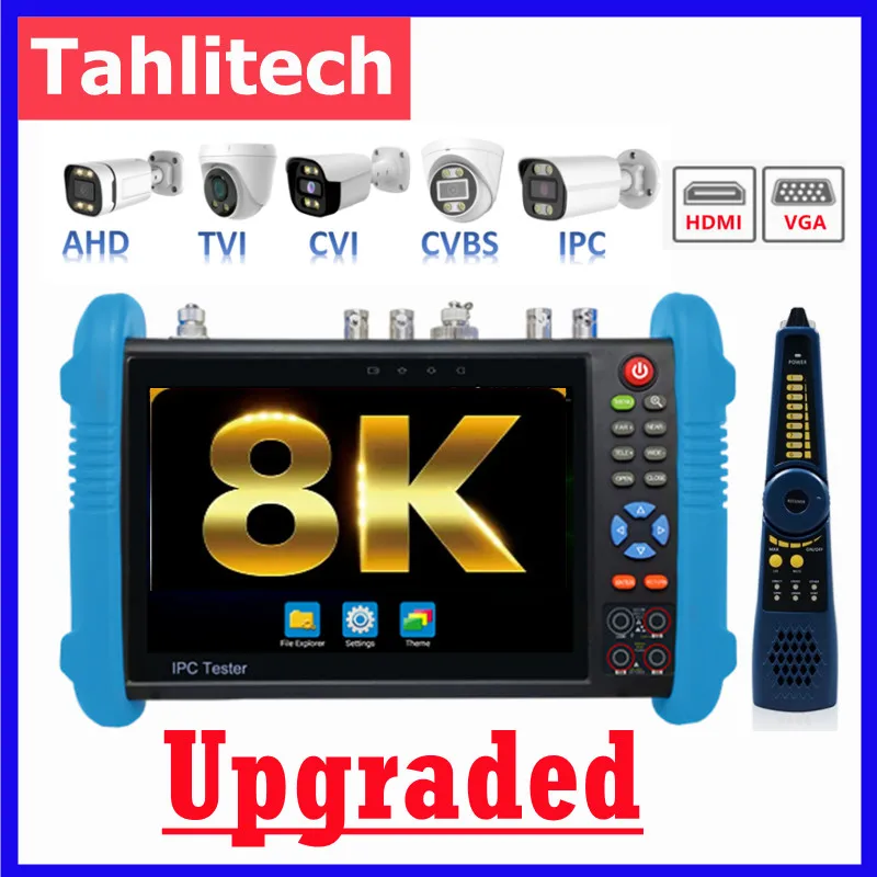 

8K CCTV IP Camera Tester 8MP AHD CVI TVI CVBS SDI Camera Tester UTP Cable Tester Onvif HDMI VGA input PoE Power Out CCTV Tester