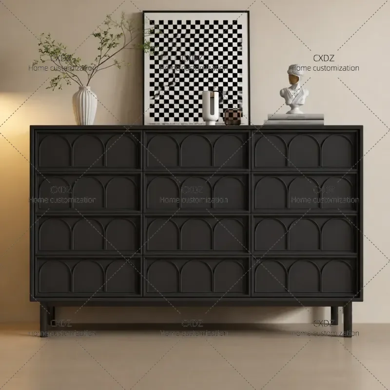 Italian Minimalist Painted Dining Side Cabinet Entryway Porch Storage Modern Bedroom Chest Locker
