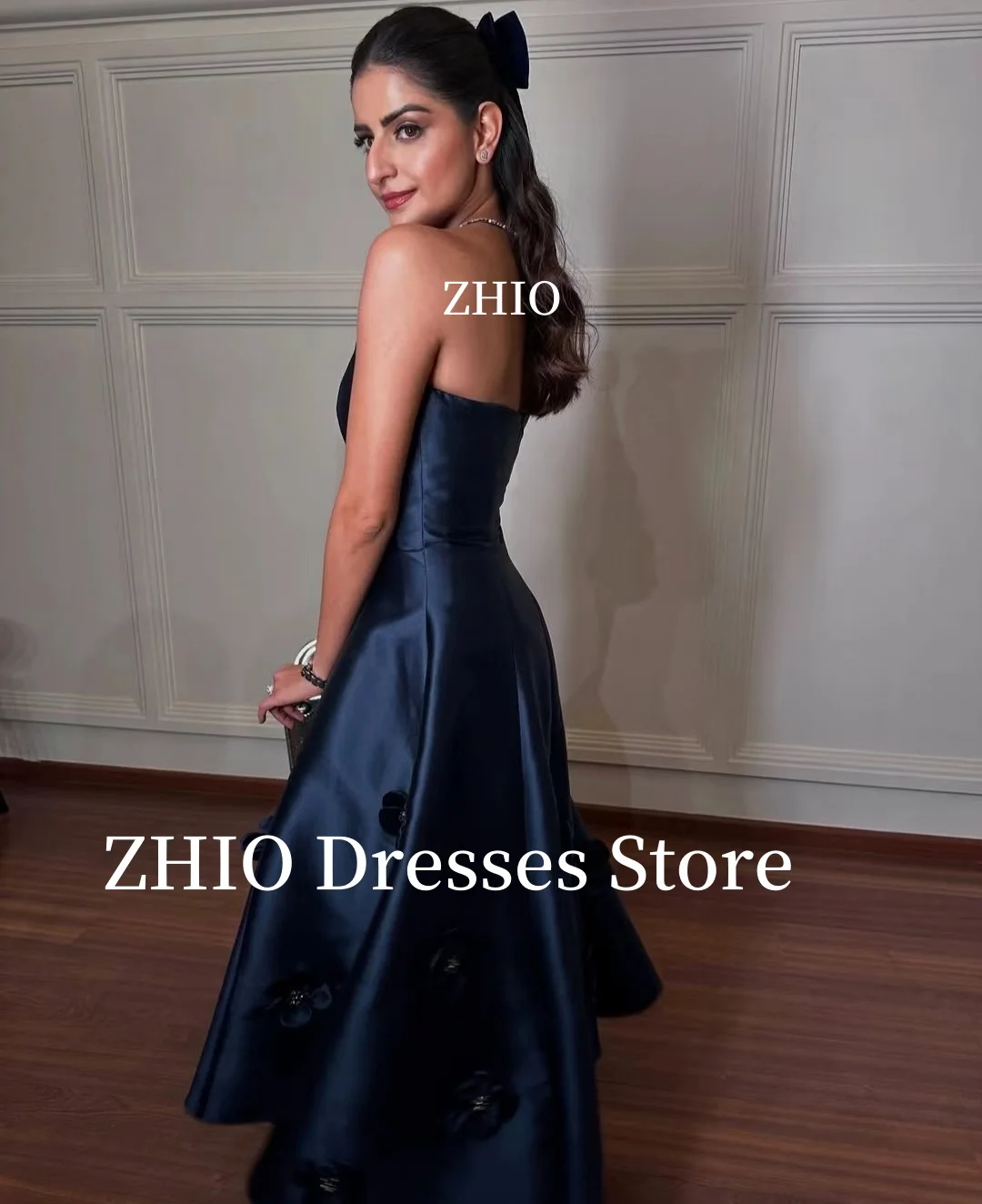 ZHIO Handmade Applique Evening Dresses A-Line Floor Length Formal Saudi Arabic Occasion Dress Party Gowns Customized Elegant