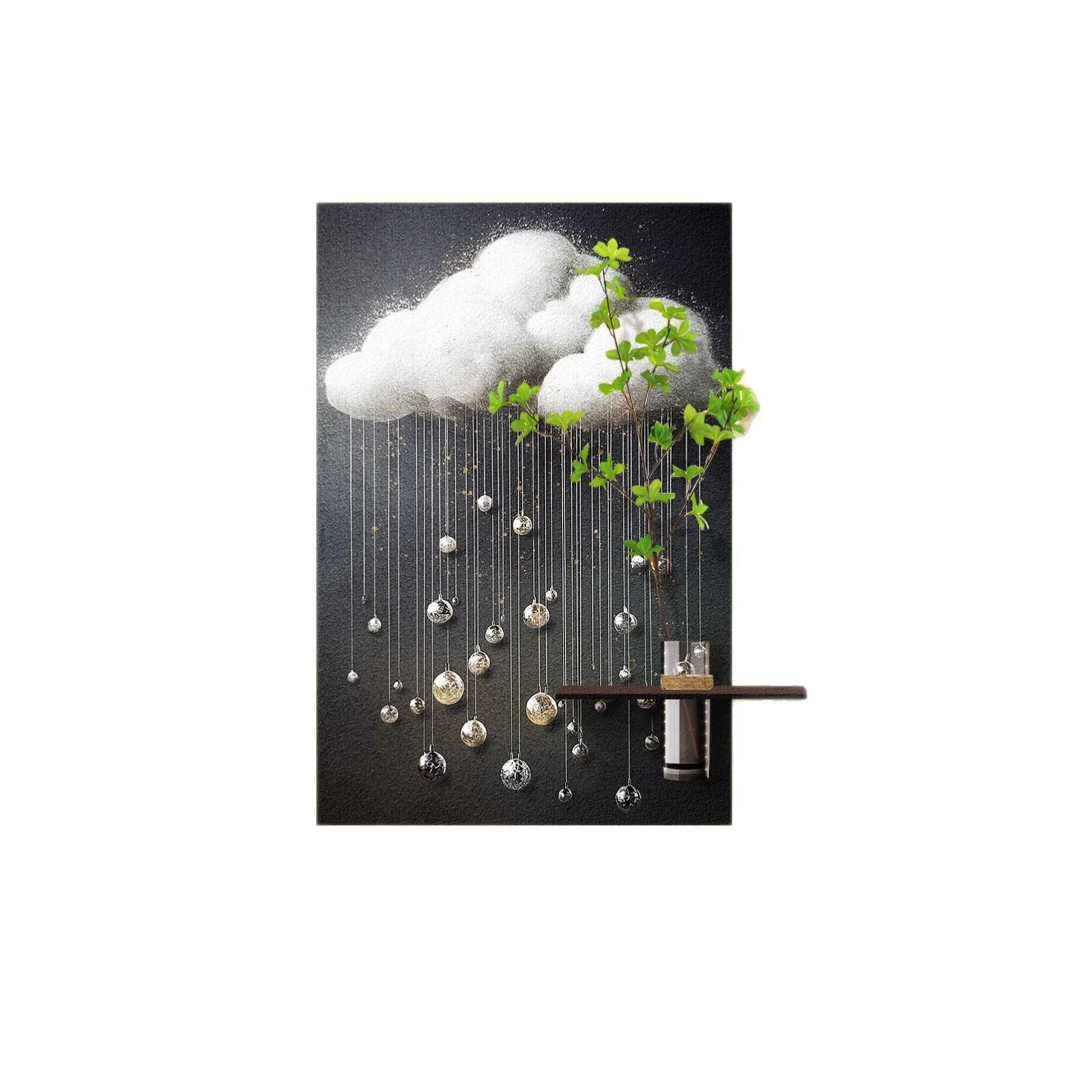 #Black And White Minimalist Living Room Decorative Painting Hydroponic Green Plants Entrance Threshold Atmosphere Light Painting