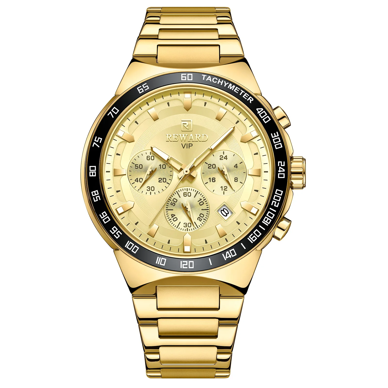 มัลติฟังก์ชั่กีฬาควอตซ์นาฬิกาผู้ชายสายสแตนเลสสามตาและหกมือโครโนกราฟผู้ชายนาฬิกากันน้ํา