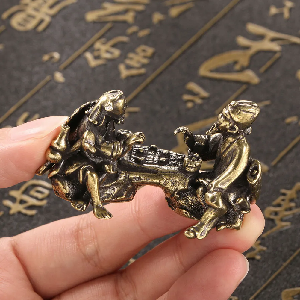 

Brass Chess Ornaments Vintage Desk Decor Miniature Office Accessories Home Bonsai Garden Artware Statues Playing
