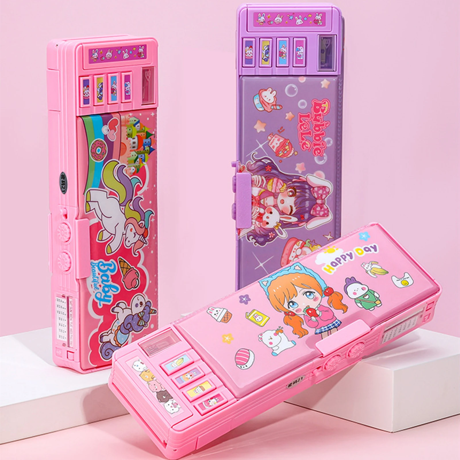 estojos de lapis multifuncoes kawaii material de escritorio para menina de volta a escola cute pen box bolsa de armazenamento japones e coreano 01