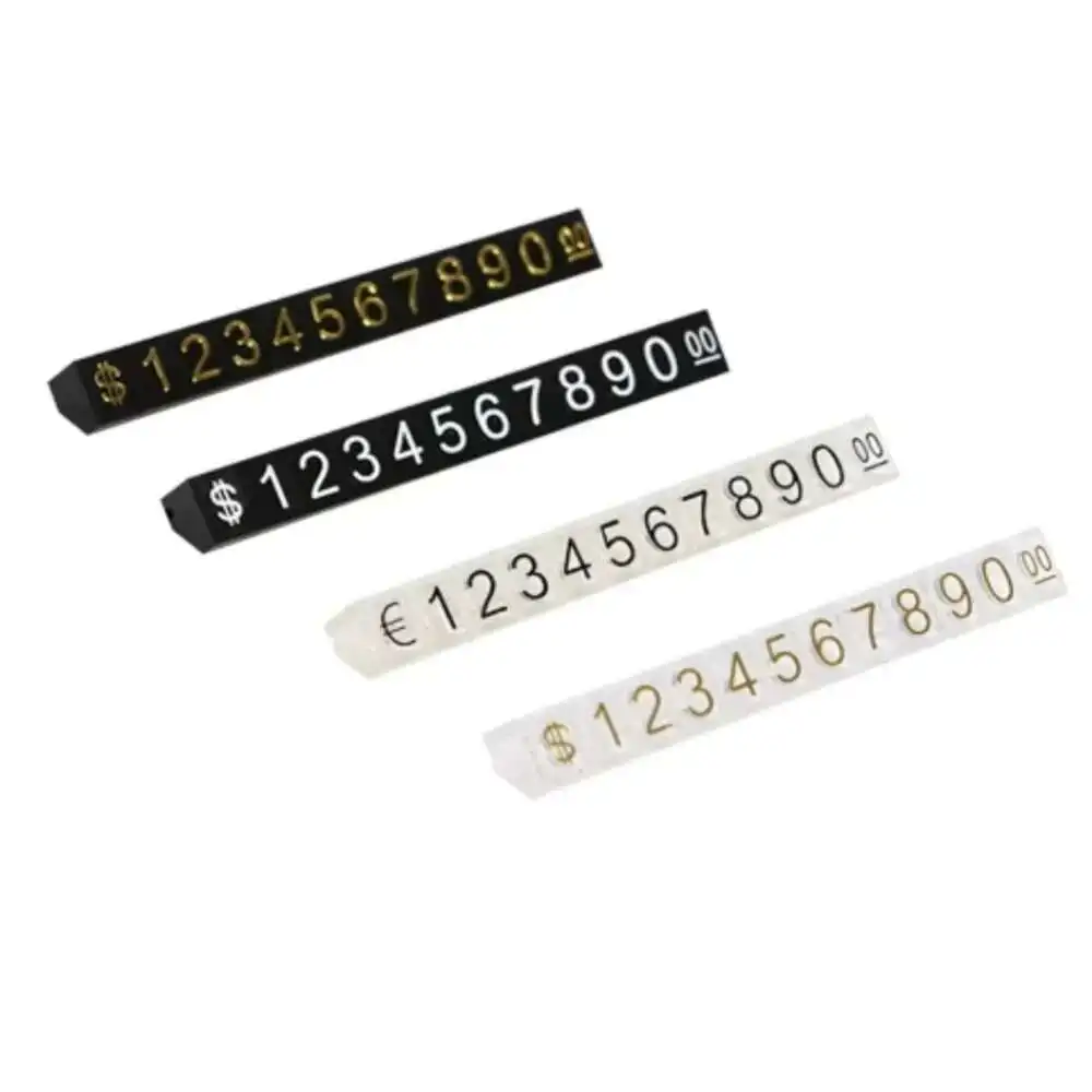 9x6.5mm L Plastic Cubes Price Display Tags Adjustable Number Stand Frame Label Jewelry Showcase Counter Price Display