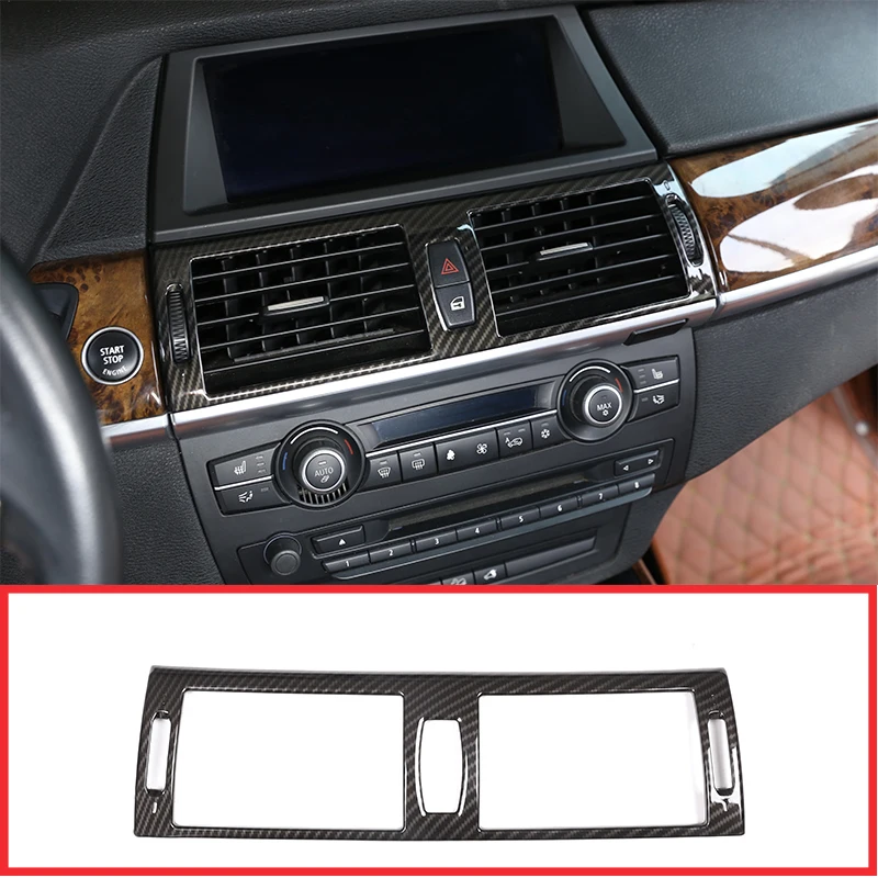 For BMW X5 E70 2008-2013 Car Accessories Carbon Fiber ABS Center Air Conditioning Vent Frame Trim 1 Pcs