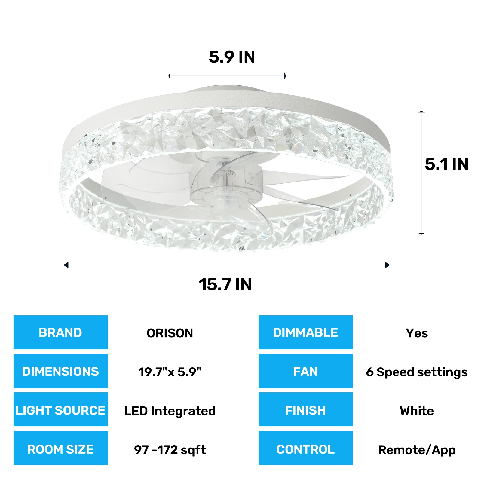 LED Ceiling Fan With Lights, 16