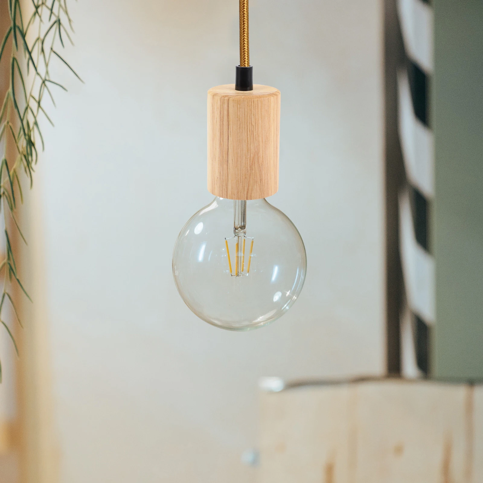 

Wooden Lamp Holder E27 Socket Round Base Light Bulb Accessories Replacement Table Ceiling Plastic Hanging Chandelier Long