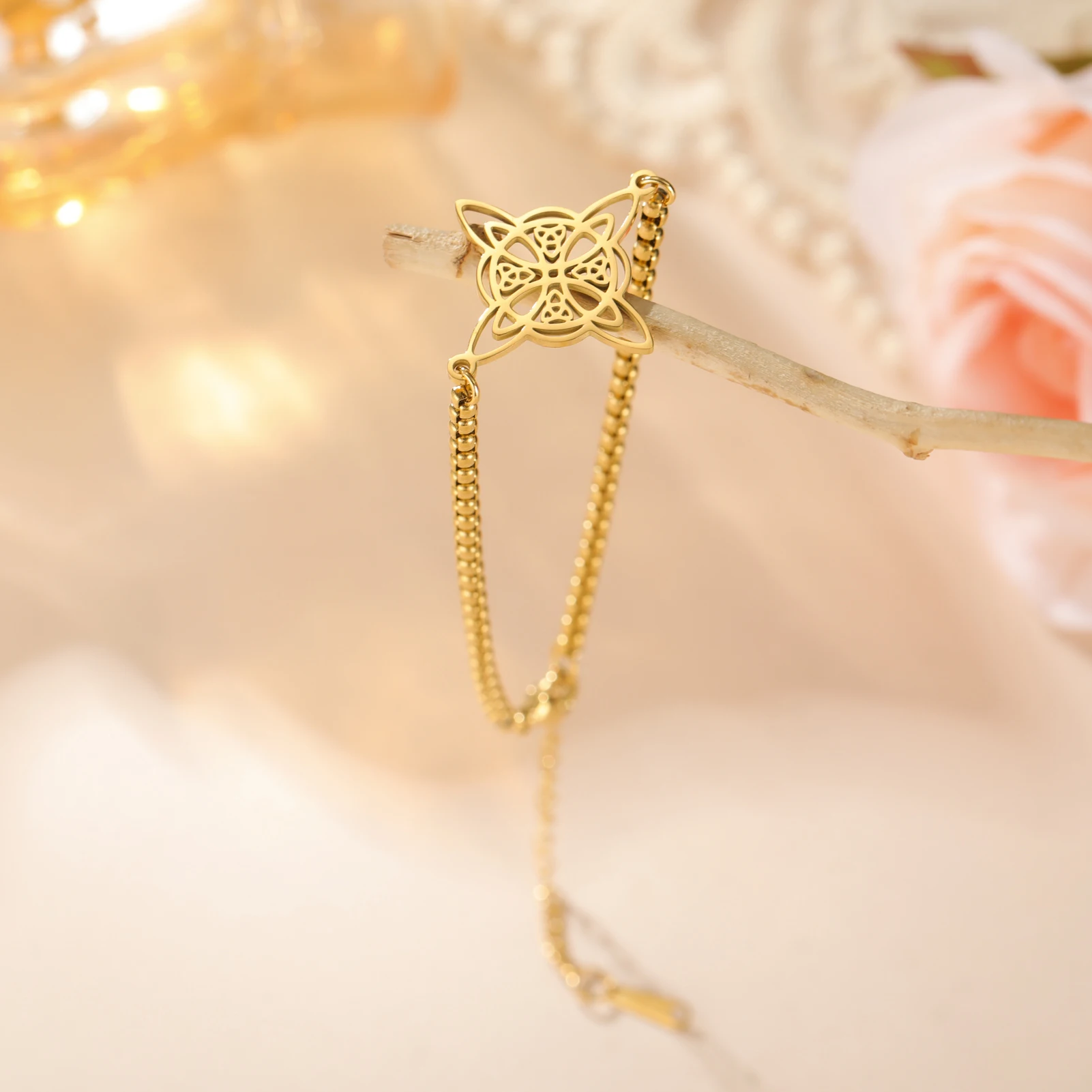 Kkjoy Hexenknoten Keltischer Vierzackiger Stern Fußkettchen Edelstahl Fußschmuck Sommer Strand Amulett Geschenk für Frauen Mädchen – Detail 7
