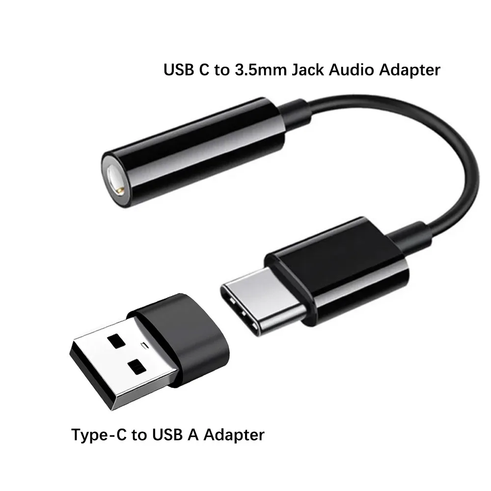 2pcs USB Type C to 3.5mm Jack Audio Adapter, External Sound Card USB-A to Audio Jack Adapter Compatible with Laptop Mac, Desktop