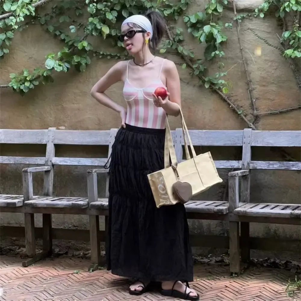 

Retro Stripe Women Swimming Suit Belly Cover Up Chest Gathered Girls Swimwears Hot Spring Backless Sports Swimsuit