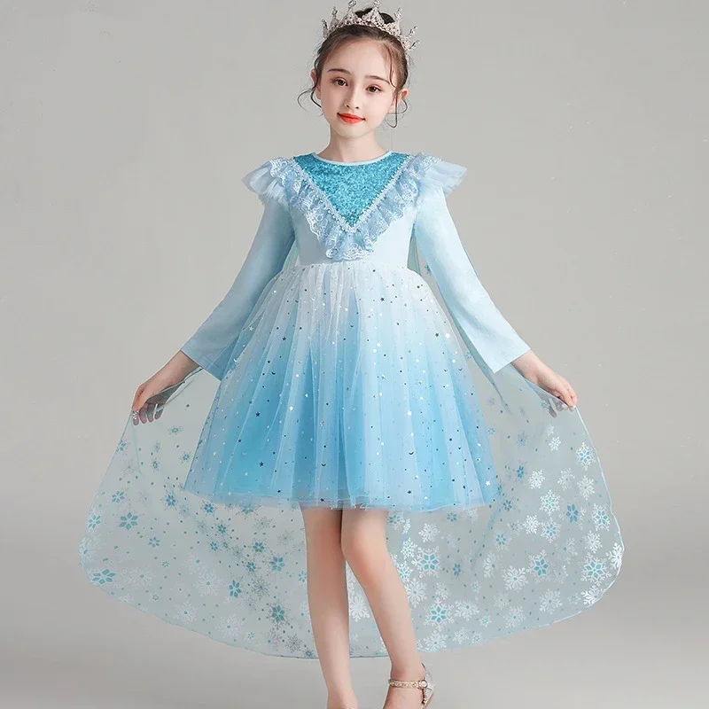 

Baby Girls 2 to 8 10 Years Elegant Halloween Festive Party Princess Dress Children's Cosplay Elsa Frozen Cape Costume Clothing