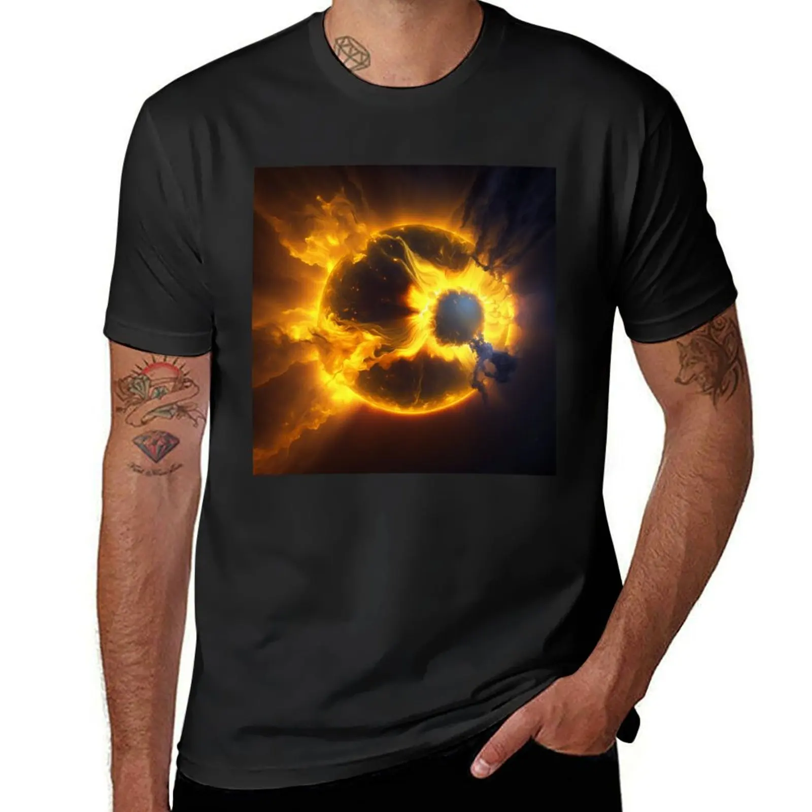 Space sunburst T-Shirt summer top funnys heavyweights slim fit t shirts for men