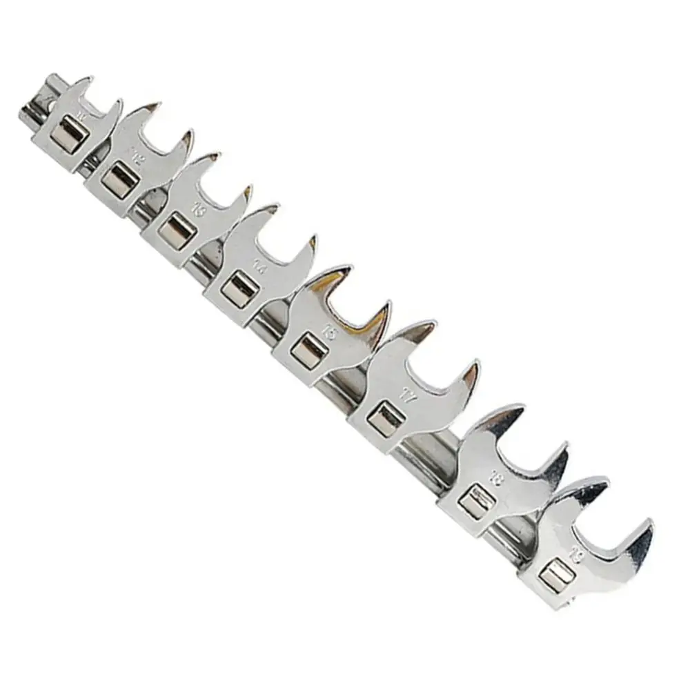 8Pcs Replaceable Drive Crowfoot Wrench 3/8 Inch 10 To 19mm Open End Spanner Movable High Quality Wrench Replacement Head