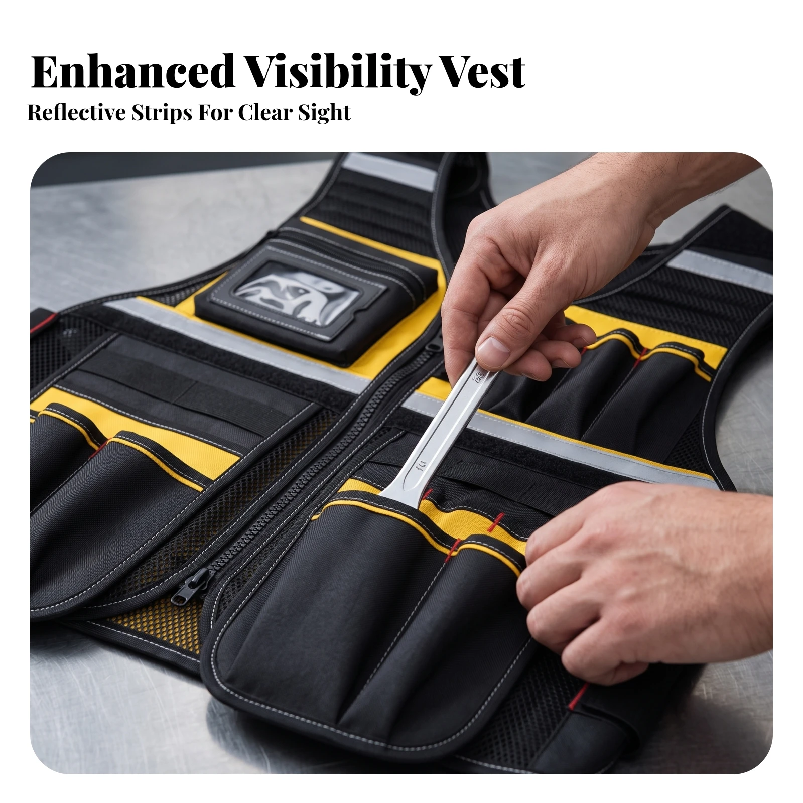 Mesh Tool Vest with Adjustable Straps Comfortable Tool Vest with Pockets Multi-Pocket Long-Lasting for Construction Workers