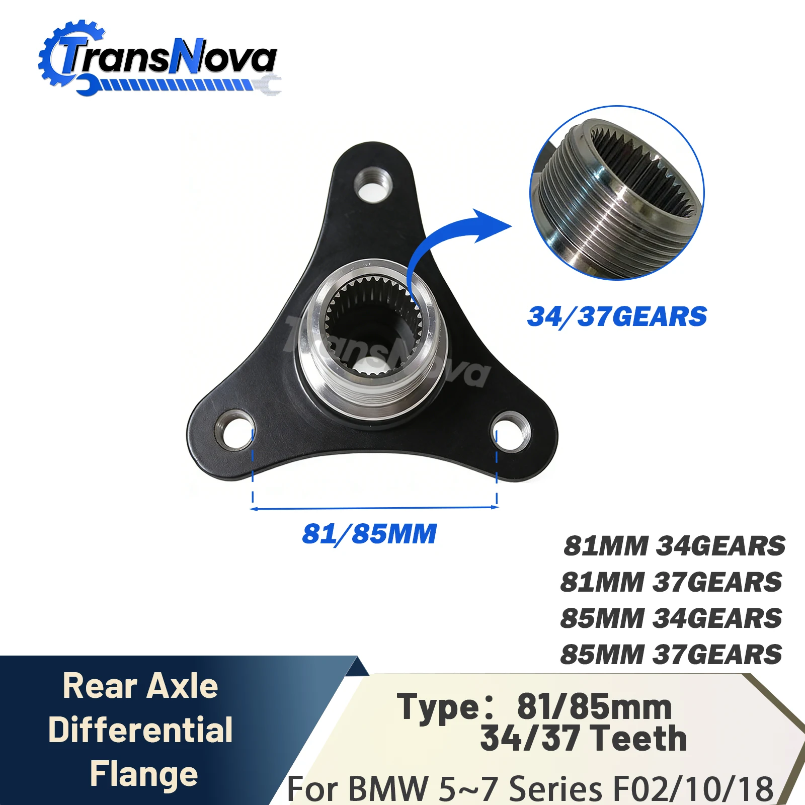 TransNova Pro Hinterachsdifferential-Flansch 81mm 34 Zahnräder 85mm 37 Zähne für BMW 730 750 760 520 525 530 F02 F10 F18 2008-2017 – Detail 2