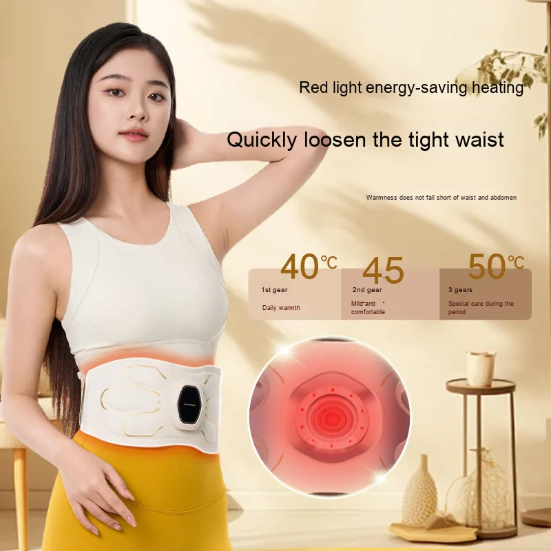 Ems Silver Ion Waist Massager with Thermal Red Light & Vibration Fat Burning Body Shaping Abdominal Moxibustion Belt