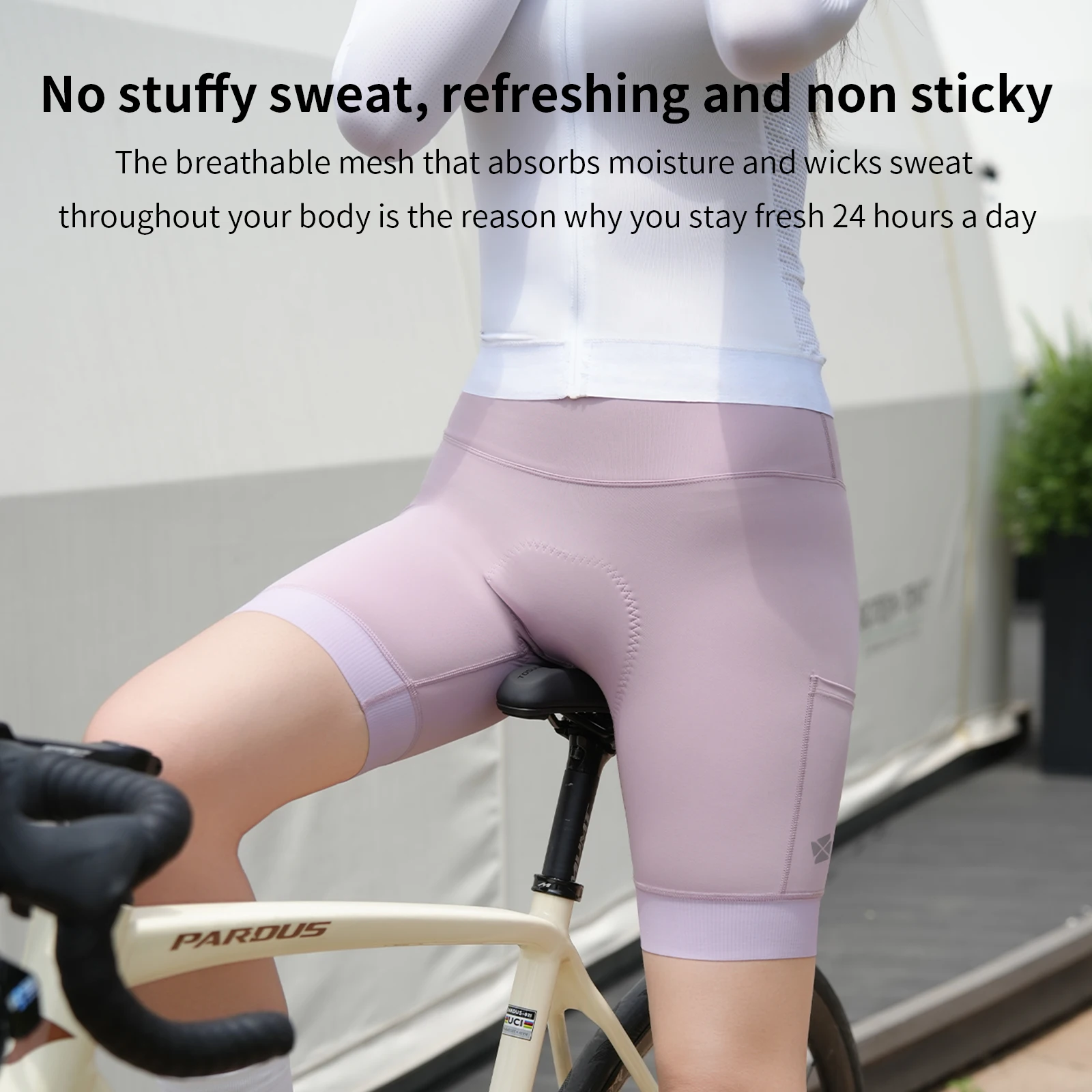 TOSUOD Damen 3D-gepolsterte Fahrradshorts mit Seitentaschen-Design, atmungsaktive Radhose für den Sommer im Freien – Detail 16