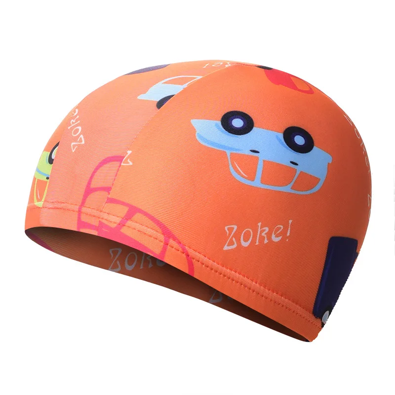 Swimming Cap for Children Elastic Fabric Cute Cartoon for Long Hair Lovely Kids Protect Ears Swim Pool Hat for Boys Girls Swim