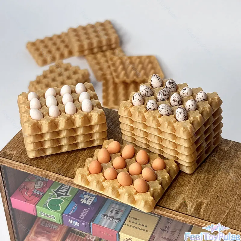 Miniature Doll House Shooting Props Mini Egg Tray Model 12 Points 6 Points Doll House Decoration Simulation Playing House Toys