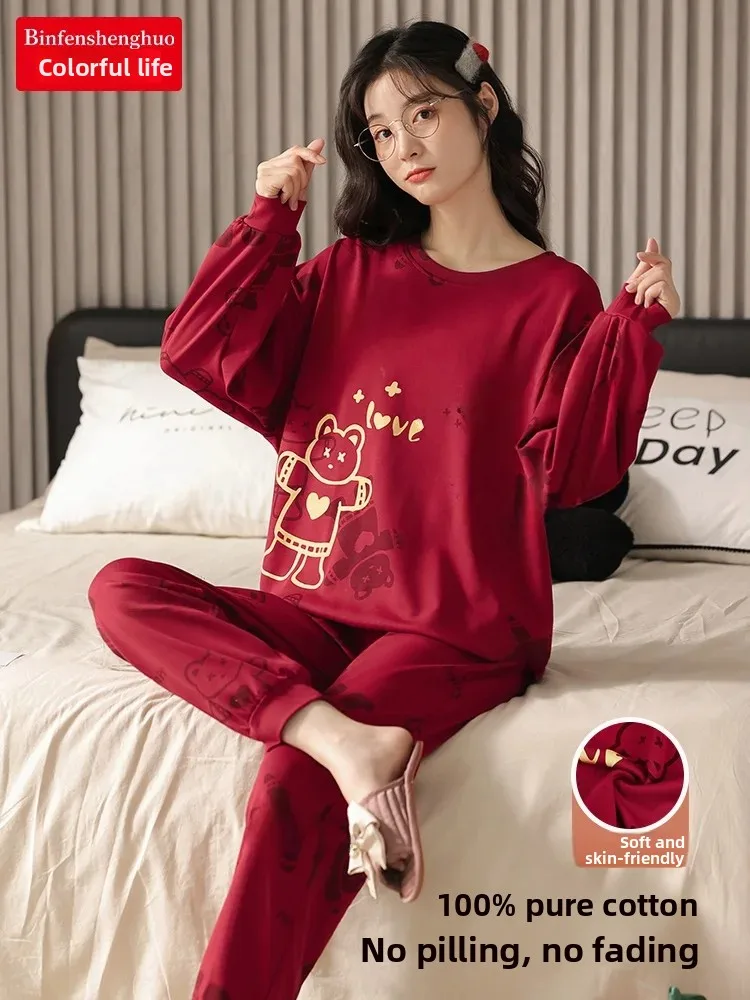 pigiama-da-donna-in-cotone-rosso-con-maniche-lunghe-e-pantaloni-lunghi-ideale-per-la-casa-perfetto-per-l'autunno-e-l'inverno-con-stampa-a-tema-cartone-animato-comodo-morbido-e-dallo-stile-romantico