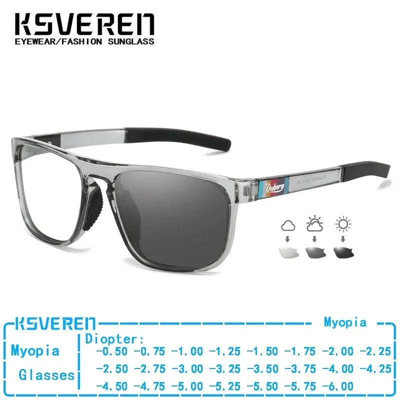 

Square Photochromic Minus Diopter Myopia Glasses Men Women Sports Outdoor Color Changing Near-Sight Prescription Eyewear