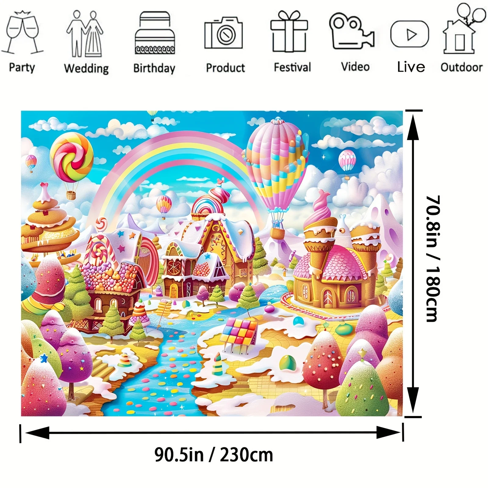 Candy Land Background Gingerbread Party Background Shower Birthday Decoration Photography Studio Props Supplies