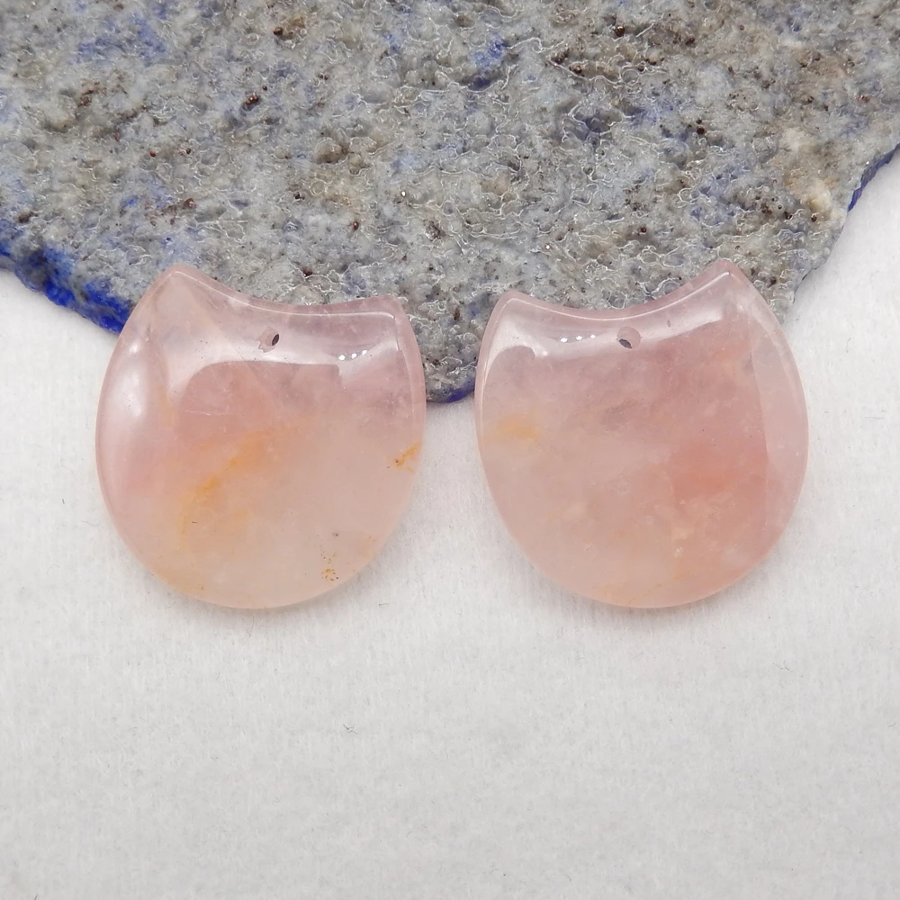 Natural Pink Quartz Carving Spiral Earrings Beads For Womens,Handmade Gift DIY Semiprecious Stone Jewelry Accessories