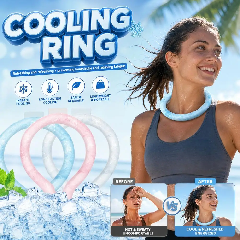 Cooling Neck Tube Wearable Ice Ring 18C 64F Reusable Gel Wrap Collar Summer Heat Outdoor Worker Body Refresher Sports Band