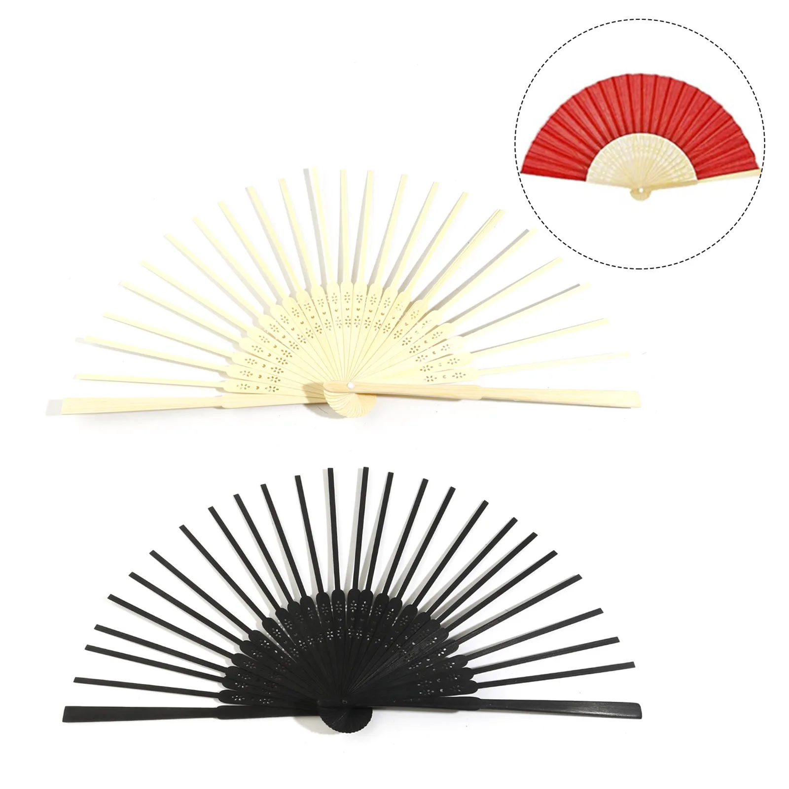 Bamboo Japanese Style Folding Fan Ribs DIY Handmade Craft Multicolor Hollow Ornaments Women Dance Art Crafts Gifts 21cm x 2.2cm