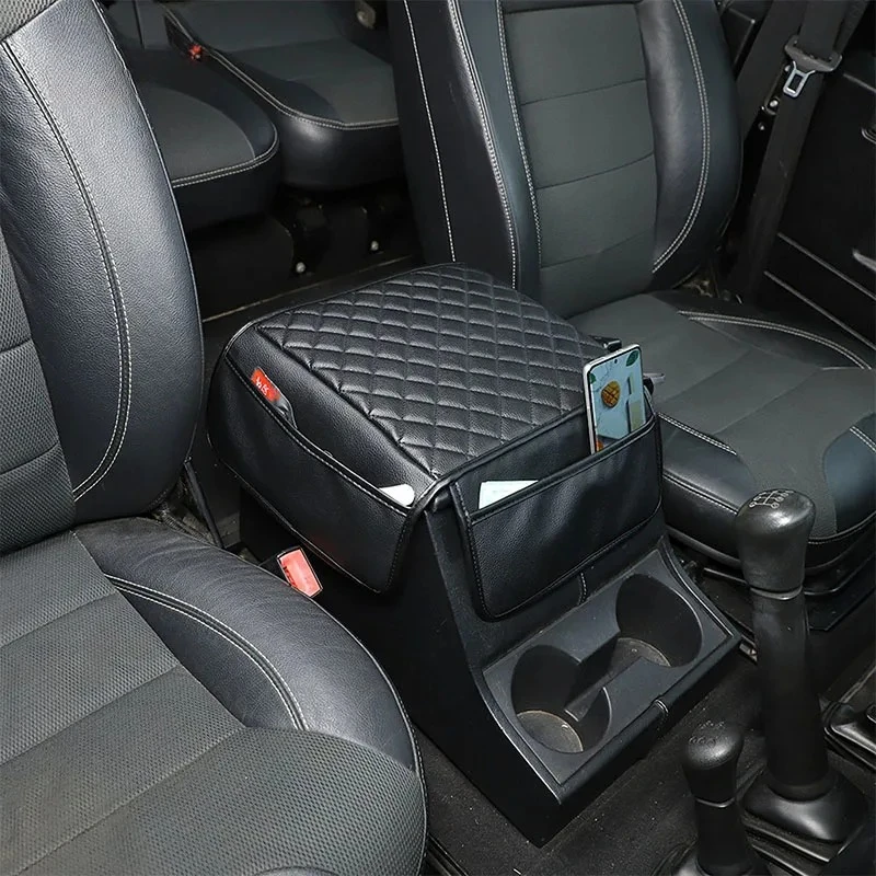 

For Land Rover Defender 90 110 130 2004-2019 Leather Black Car Center Armrest Storage Box Protective Cover Car tool Accessories