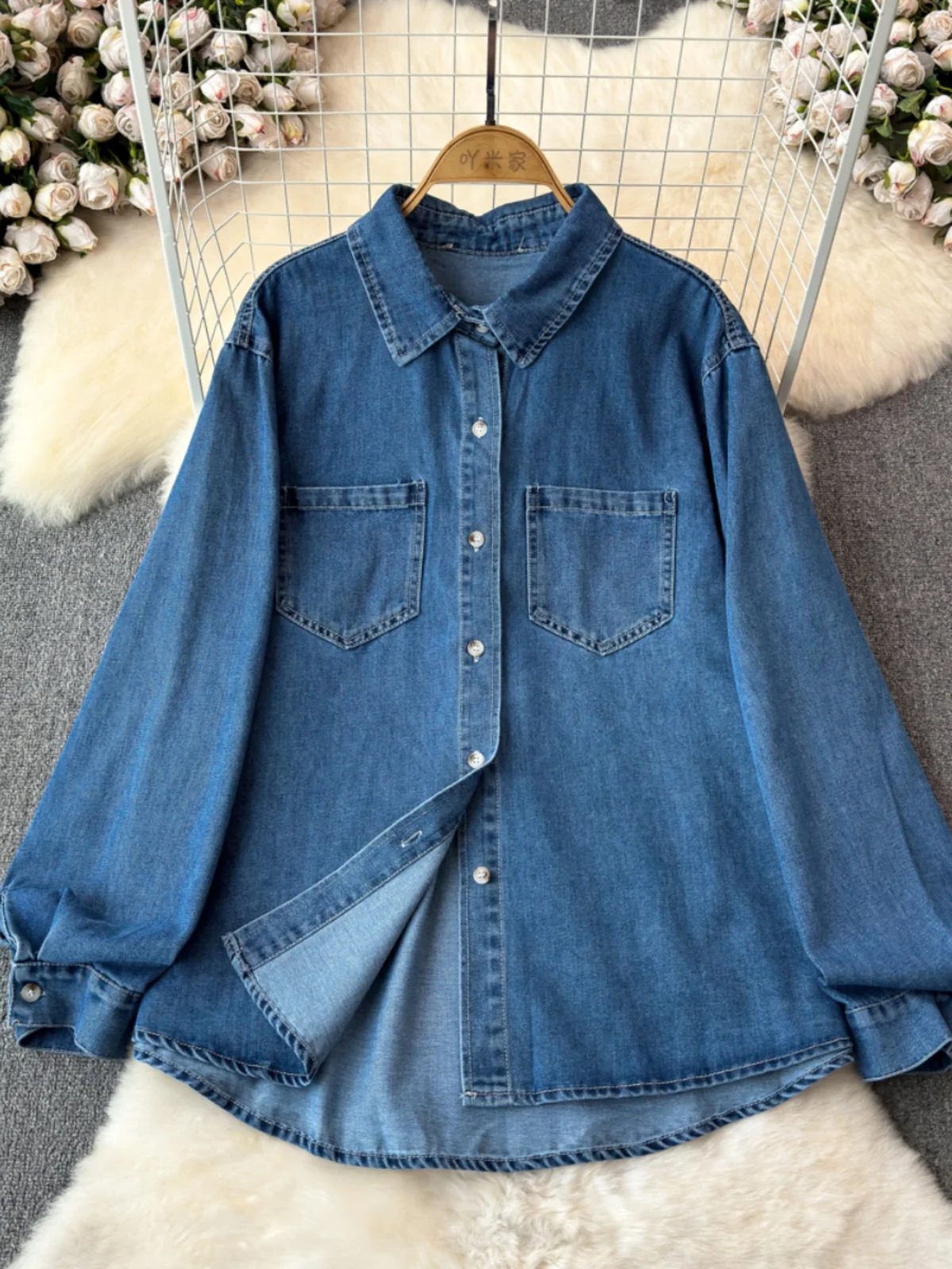 

Spring Fashion Women Denim Shirts Leisure Single Breasted Long Sleeve Blouse Simple All-matched Female Thin Jacket Outerwear