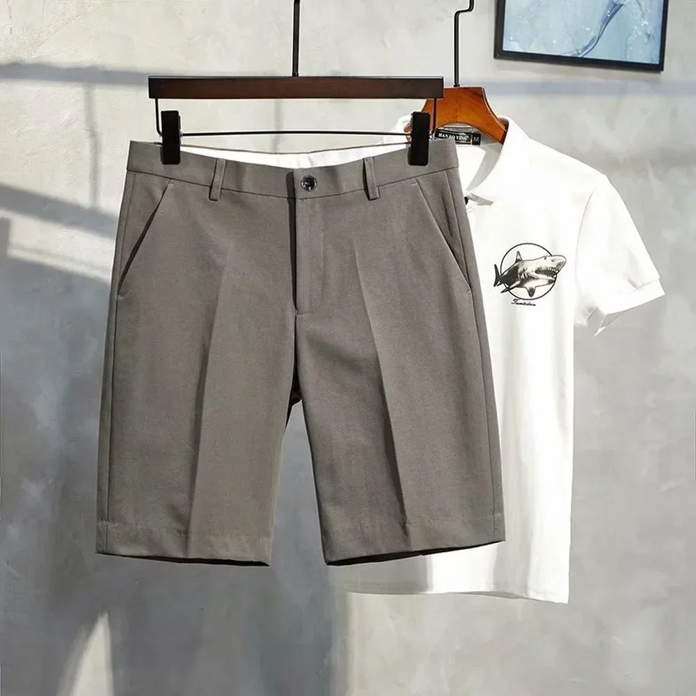 Mannen Zomer Shorts Koreaanse Fashion Business Shorts Casual Chino Shorts Kantoor Broek Koele Ademende Zomer Kleding Effen Kleur