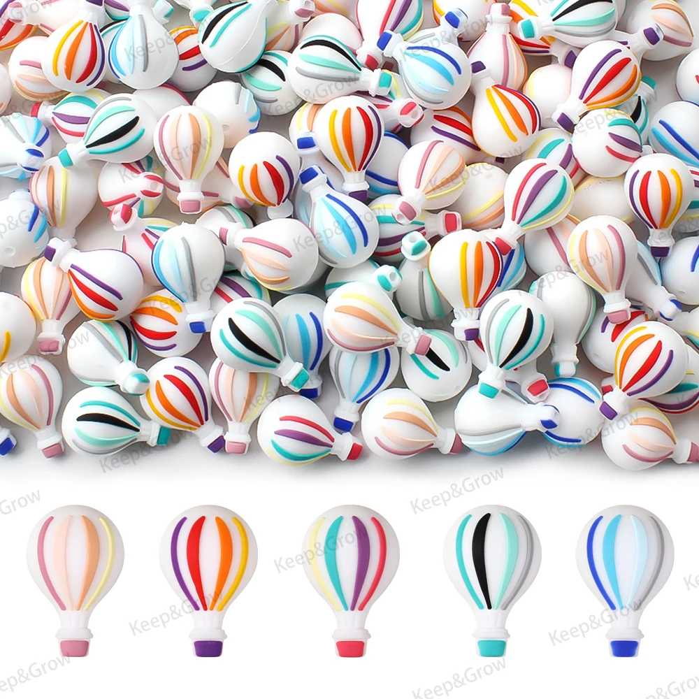 5/20/50Pcs 3D Silicone Beads Hot Air Balloon Focal Beads for Pen Making Jewelry DIY Keychain Kit Necklace Accessory  Decor