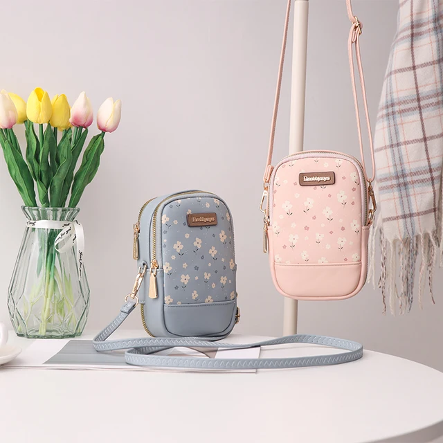 2024 Nowa torba crossbody Koreańska skóra PU z nadrukiem pionowa mała kwadratowa torba na zamek błyskawiczny wielofunkcyjna słodka dama uliczna popularna sho