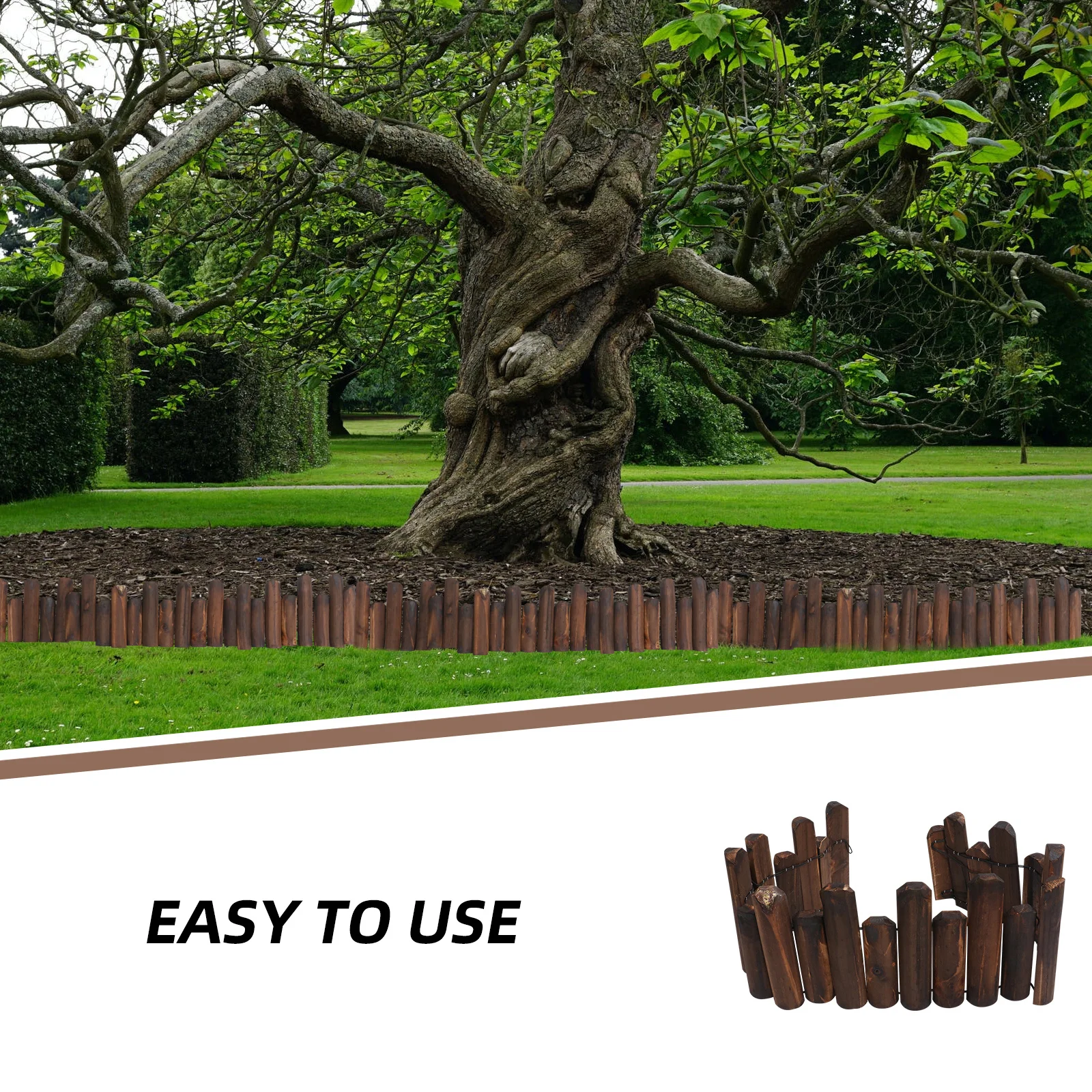 

Wooden Garden Edging Fence Outdoor Yard Divider Courtyard Partition Landscape Border Grass Fencing Decorative Fence Garden