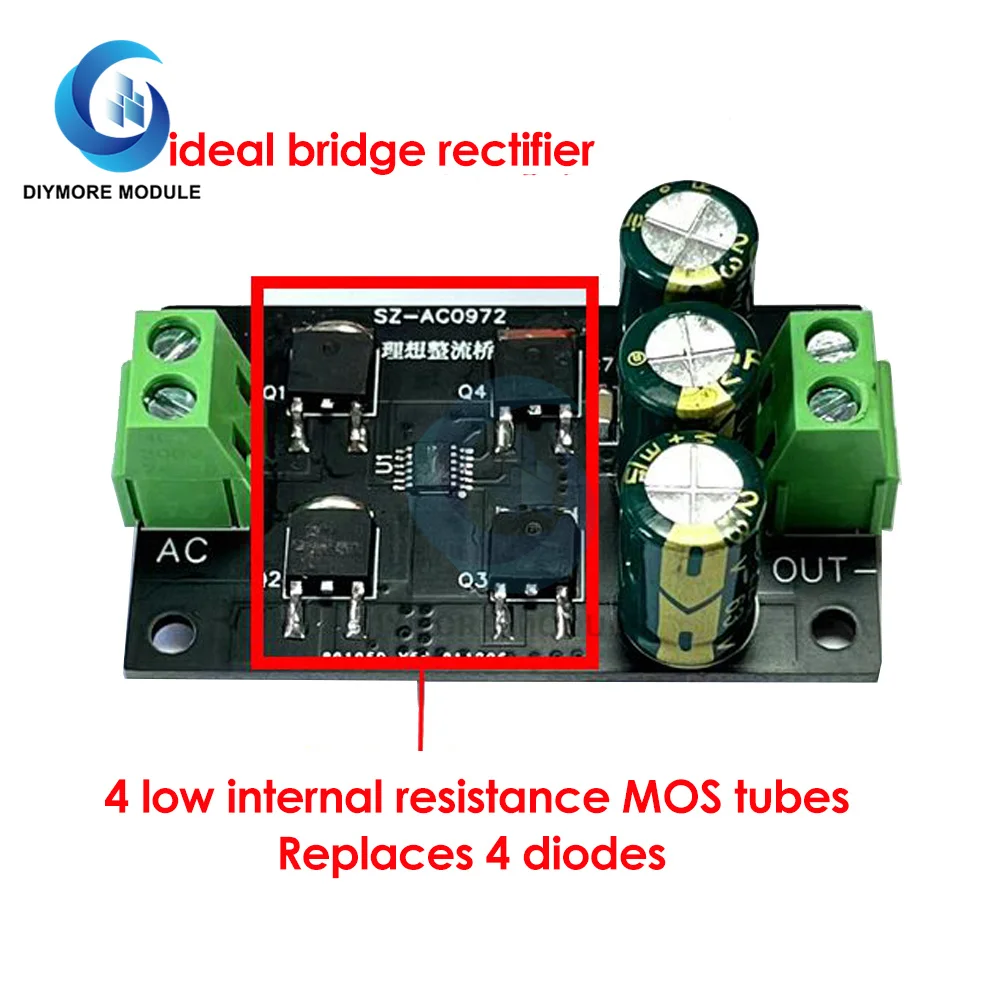 DC 7-45V Ideal Diode Low Heat Generation High Efficiency Bridge Rectifier Filter Module 600HZ