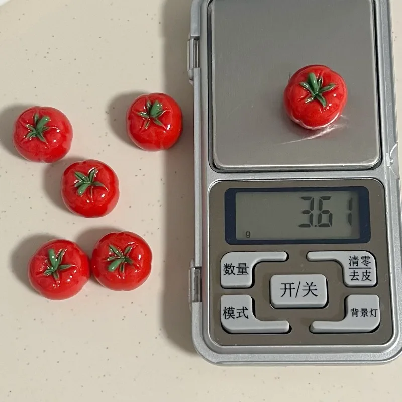 10pcs Simulation Three-dimensional Food Tomato Resin DIY Figurines Home Desktop Decoration Crafts Phone Case Accessories