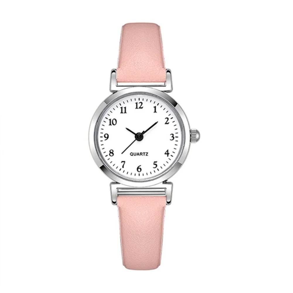 

New Round Dial Quartz Watch PU Leather Strap Candy Color Women Watch Simple Stainless Steel Ladies Wristwatches Gifts
