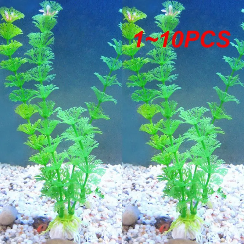 1~10PCS Underwater Artificial Plastic Plants Decoration Aquarium Fish Tank Green Water Grass Ornaments Viewing Decor Pet