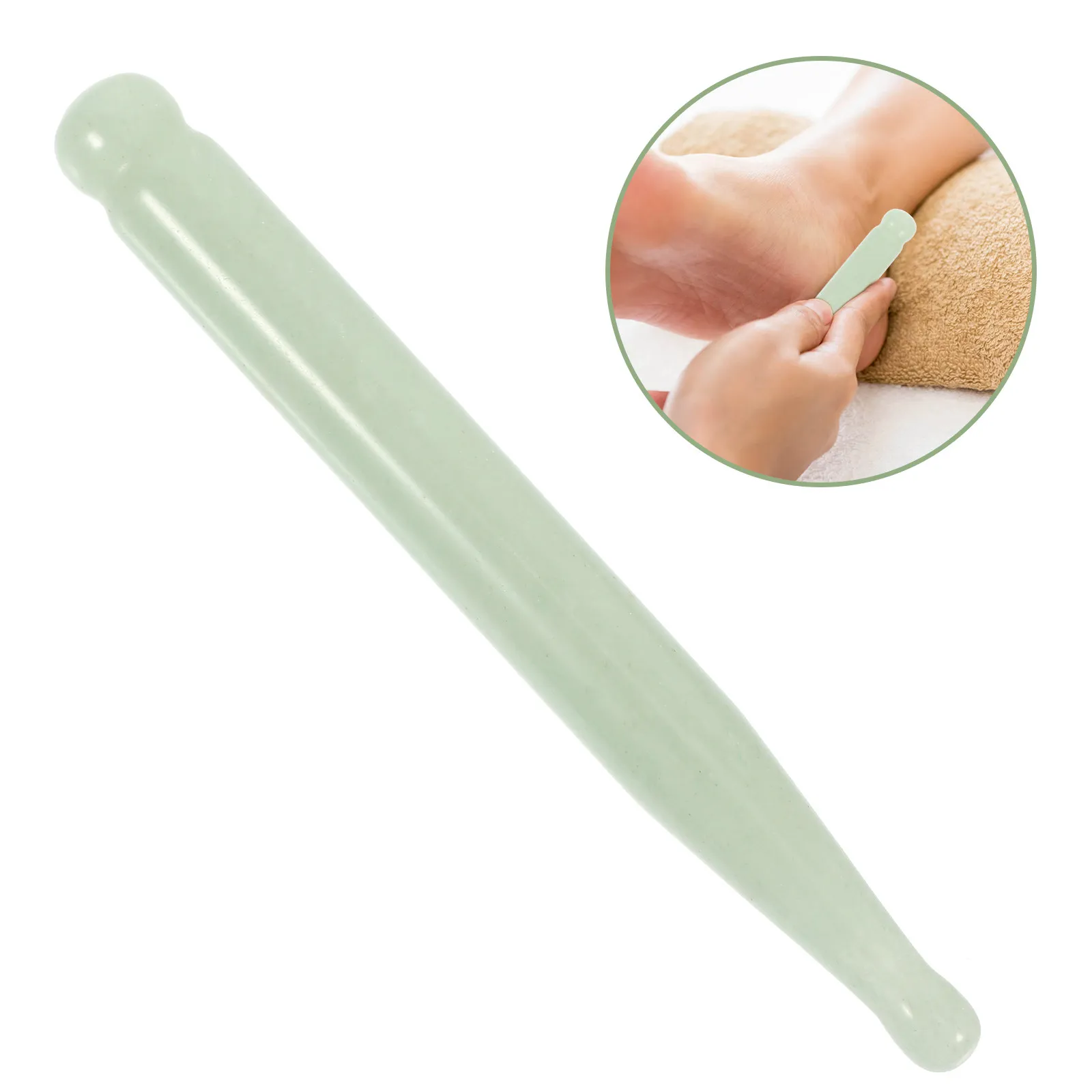 

Традиционный нефритовый массажер для тела и стоп, вдохновленный китайской терапией, палочка для точечного массажа, гладкий полированный камень, снимает напряжение в мышцах