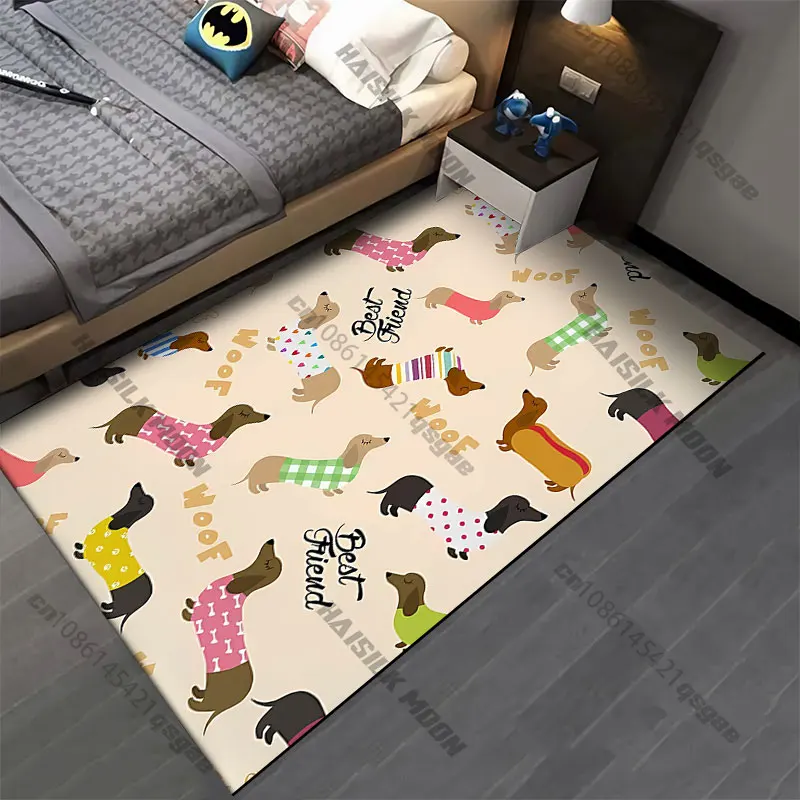 Cute dachshund dogs in outfits carpet Yoga living room room decor children's crawling mat doormat area rug games mat