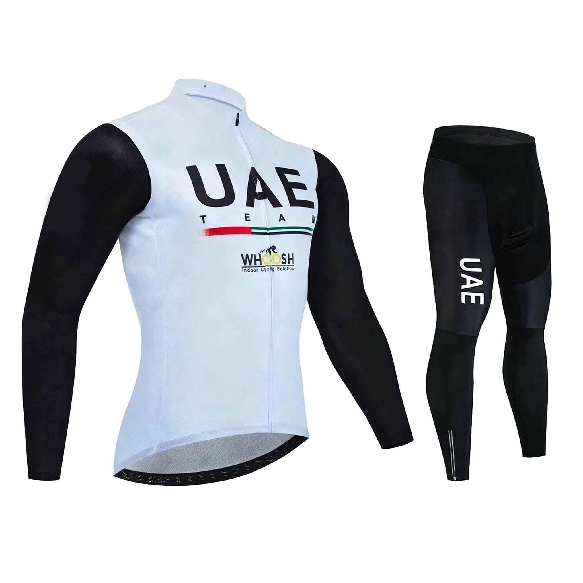 

Комплект велосипедного трикотажа Uae Team, мужские трикотажные изделия с длинными рукавами для шоссейного велосипеда, полная молния с карманами, подходят для весны и осени