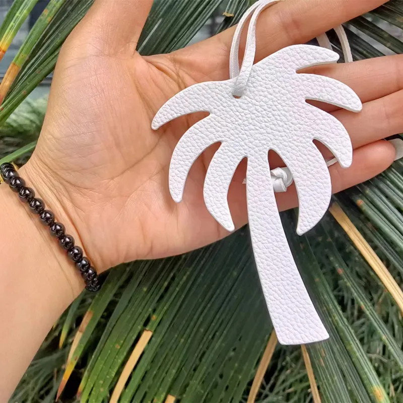 New DIY Trendy PU Leather Keychain With Women Bag Luxury Pendant Bag\'s Charm Accessories Character Coconut Tree