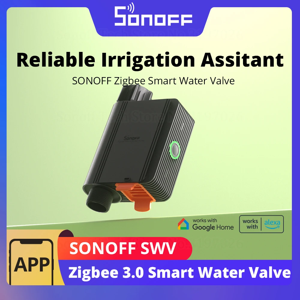 SONOFF SWV Zigbee Smart Water Valve IP55 Automatic Irrigation Easy Install Remote Control Time Schedule via eWeLink Alexa Google