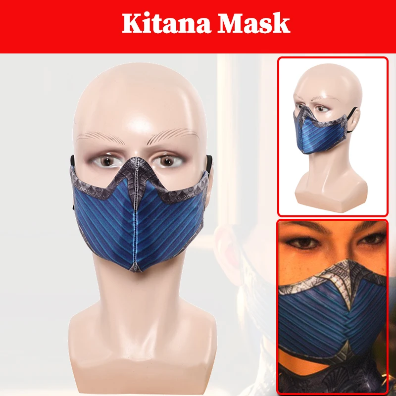 

Women Kitana Mask Cosplay Mortal Kombat 2 Costume Props Female Adult Girls Face Cover Headgear Halloween Accessories Suits